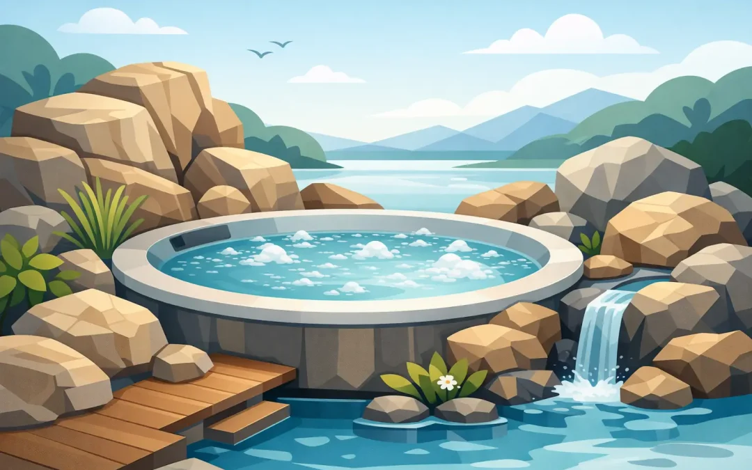 Amenajare jacuzzi cu stânci decorative