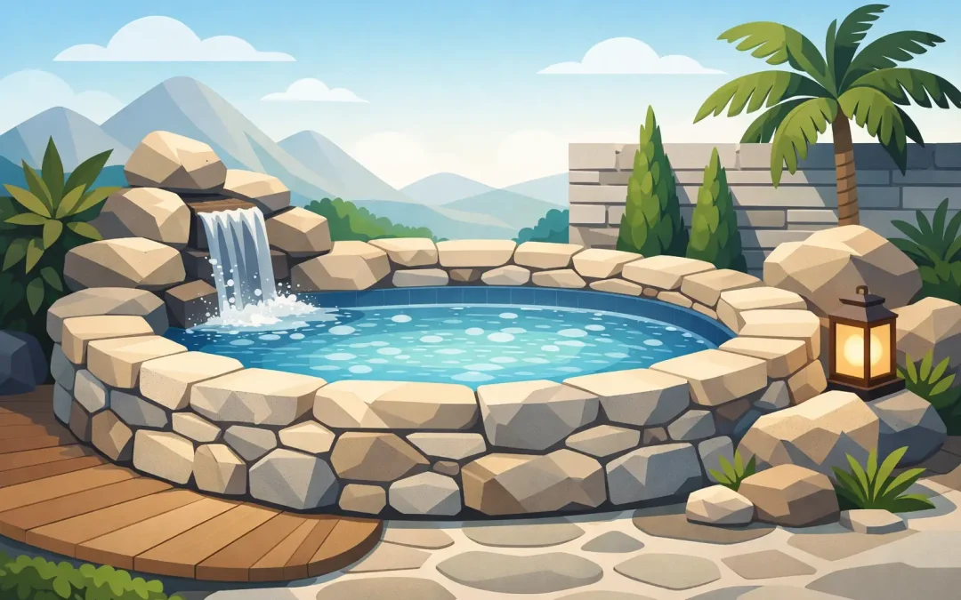 Cum amenajezi jacuzzi cu rocă decorativă